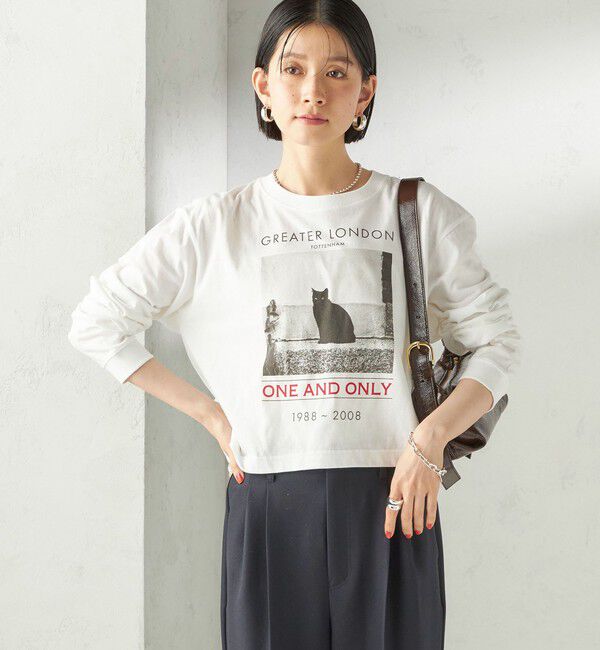 SHIPS for women「【SHIPS別注】Odub: フォト プリント クロップド ロングスリーブ TEE」|Tシャツ・カットソー|