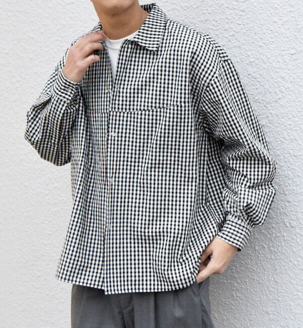 SHIPS any「SHIPS any:〈洗濯機可能〉マイクロ チェック リング スナップボタン コーチ シャツ◆」|シャツ・ブラウス|