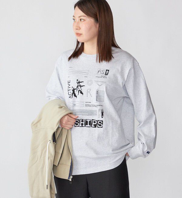 SHIPS「【WEB限定/SHIPS/RUSSELL ATHLETIC別注】 CONVENIENCEYOUNG: LS TEE」|Tシャツ・カットソー|グレー