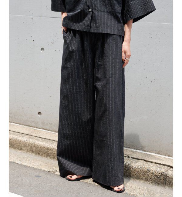 OUTDOOR PRODUCTS Usual Things「ピンストライプ ワイド イージーパンツ セットアップ対応」|スラックス|