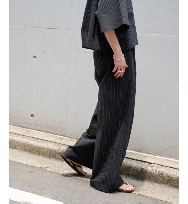 OUTDOOR PRODUCTS Usual Things「ピンストライプ ワイド イージーパンツ セットアップ対応」|スラックス|