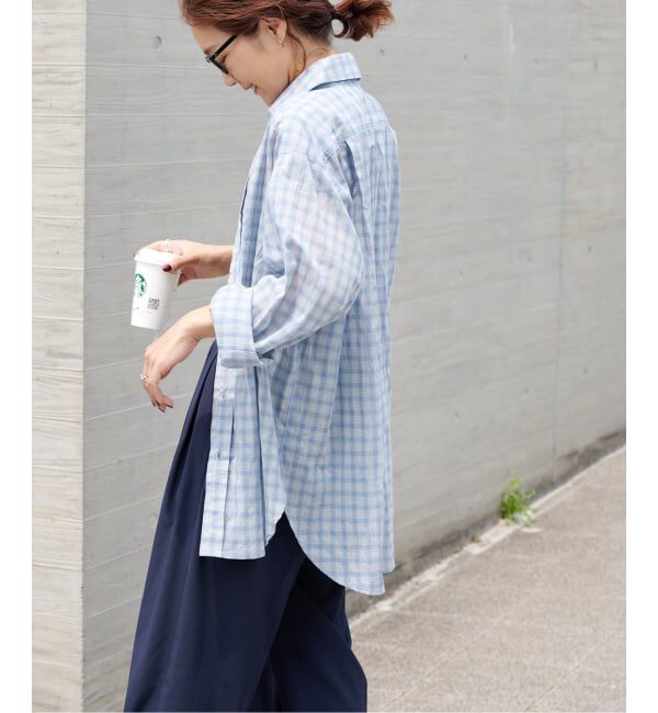 OUTDOOR PRODUCTS Usual Things「追加 シアーチェックスプレッドカラーシャツ」|シャツ・ブラウス|