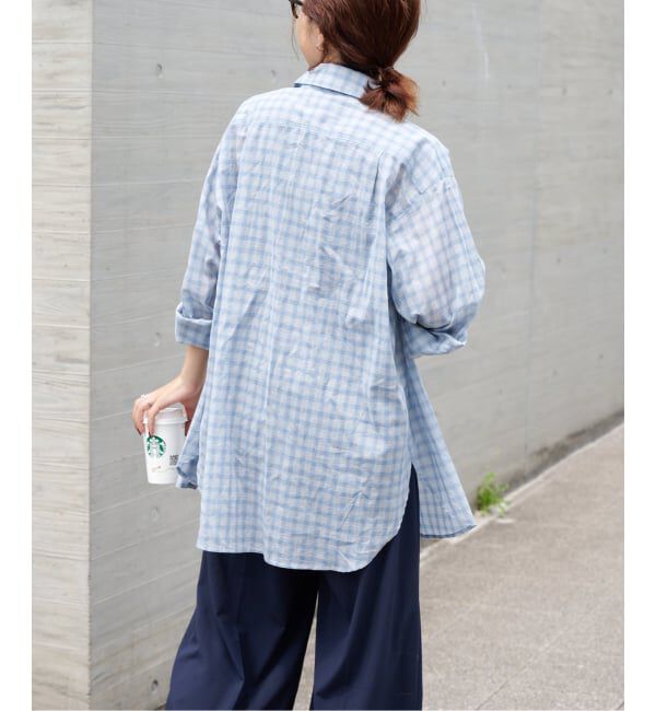 OUTDOOR PRODUCTS Usual Things「追加 シアーチェックスプレッドカラーシャツ」|シャツ・ブラウス|