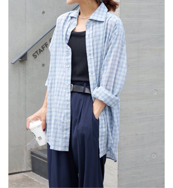 OUTDOOR PRODUCTS Usual Things「追加 シアーチェックスプレッドカラーシャツ」|シャツ・ブラウス|