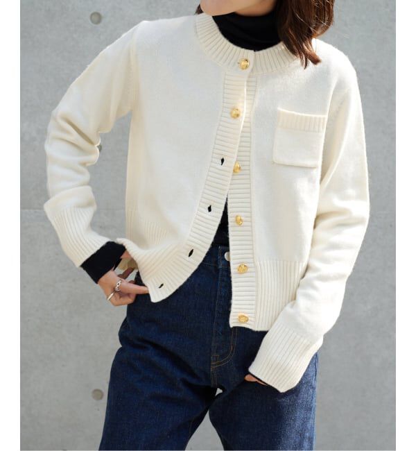 OUTDOOR PRODUCTS Usual Things「ゴールドボタンクルーネックカーディガン」|ニット・セーター|ホワイト A