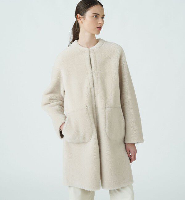 TOMORROWLAND collection「メリノムートン ノーカラーコート」|ノーカラーコート|