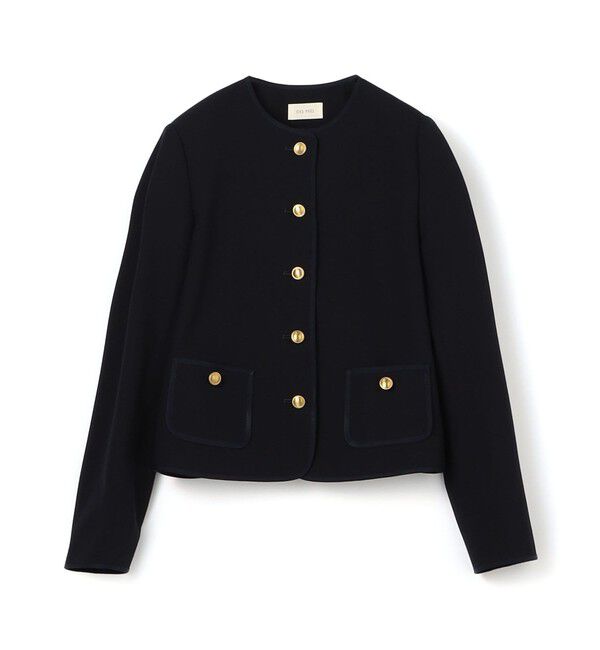 DES PRES「ウールオックスフォード クルーネックジャケット」|ノーカラージャケット|69 ネイビー