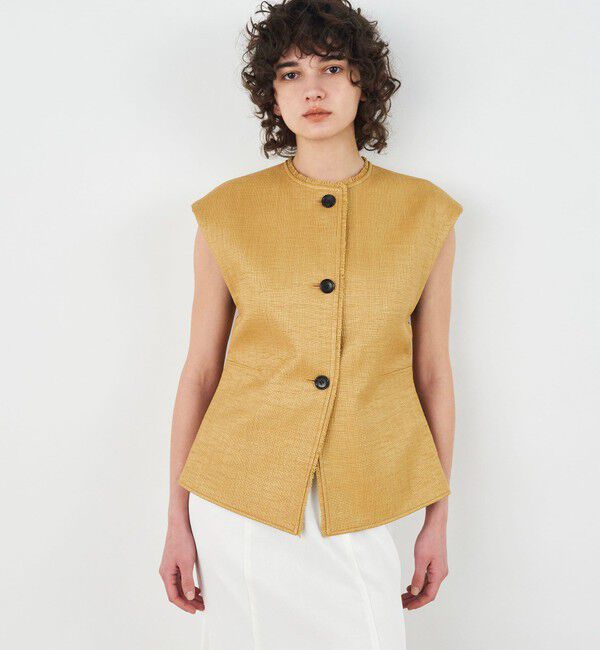 DES PRES「ナイロンコットンラフィア クルーネックジレ」|ベスト・ジレ|