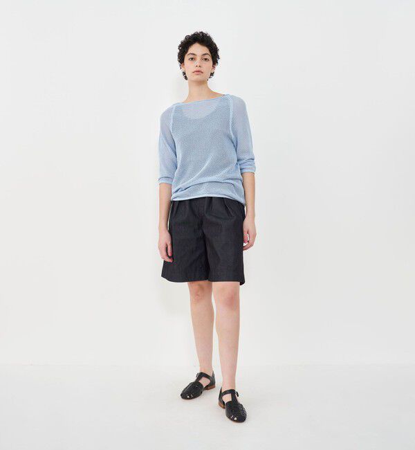 GALERIE VIE「クレープコットンメッシュ クルーネックプルオーバー」|ニット・セーター|