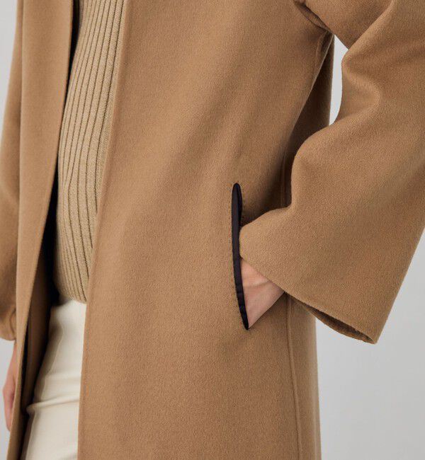 DES PRES「ライトダブルフェイスシャギー ストール付きコート」|ノーカラーコート|