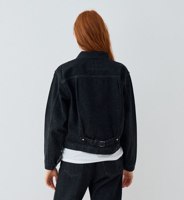 GALERIE VIE「ブラックデニム プリーテッドジャケット」|デニムジャケット|