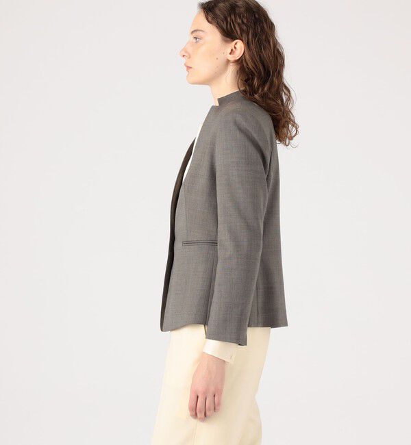 TOMORROWLAND collection「ブラウニーシャーク キザミカラージャケット」|ノーカラージャケット|