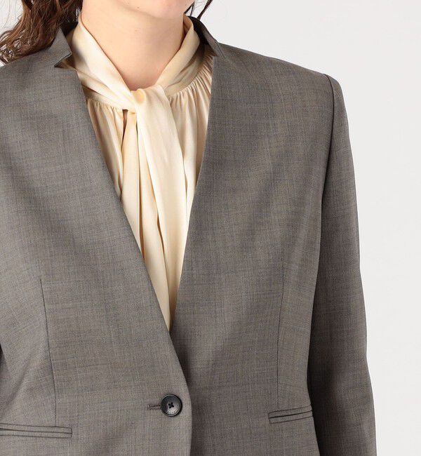 TOMORROWLAND collection「ブラウニーシャーク キザミカラージャケット」|ノーカラージャケット|