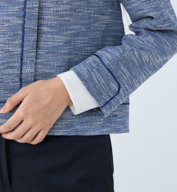 TOMORROWLAND collection「ラメツイード クルーネックジャケット」|ノーカラージャケット|