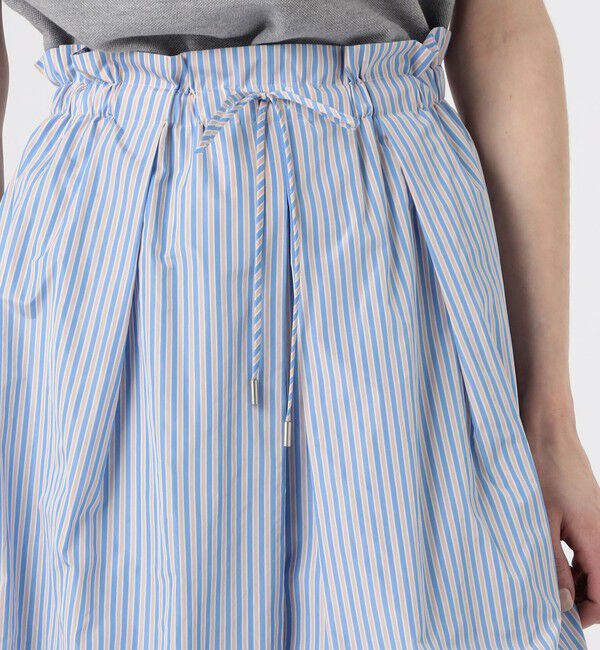 MACPHEE「メモリータフタストライプ ギャザーロングスカート」|フレア|