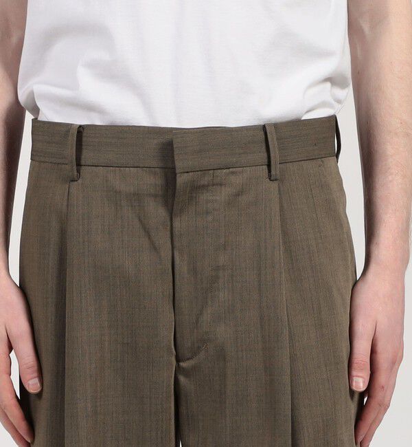 TOMORROWLAND MENS「ウールナイロン 1プリーツ ストレート バレルパンツ」|スラックス|