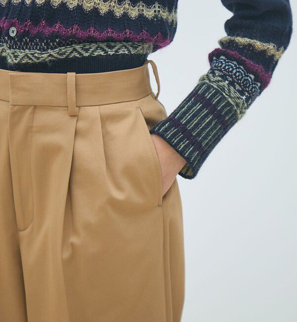 MACPHEE「コットンチノ タックストレートパンツ」|チノ|