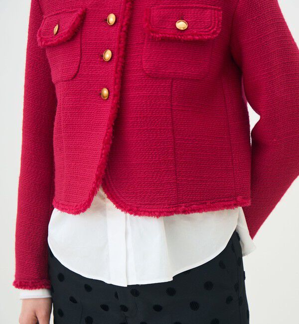 TOMORROWLAND collection「ブークレーファンシー クルーネックジャケット」|ノーカラージャケット|