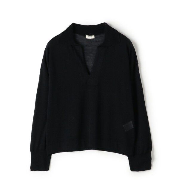 MACPHEE「シアーウールブレンド スキッパープルオーバー」|ニット・セーター|69 ダークネイビー