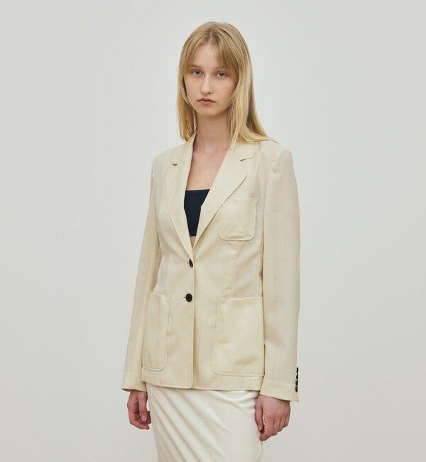 DES PRES「アキハチェックウール ラウンドラペルシングルジャケット」|テーラードジャケット|