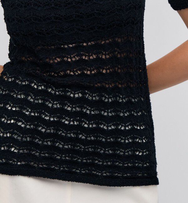 BACCA「パイルレース ハーフスリーブプルオーバー」|ニット・セーター|