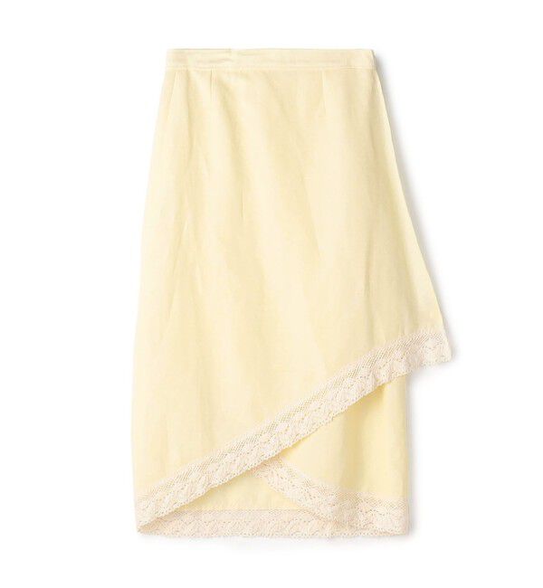 BACCA「ナイロンリネンビンテージギャバジン レースコンビラップスカート」|スカート|21 ライトイエロー