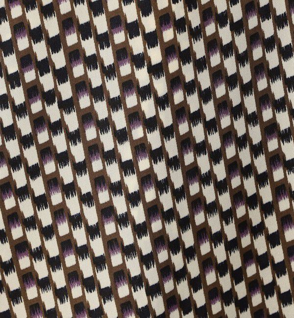 Ballsey「ラグスクエアプリント フリルネックブラウス」|シャツ・ブラウス|