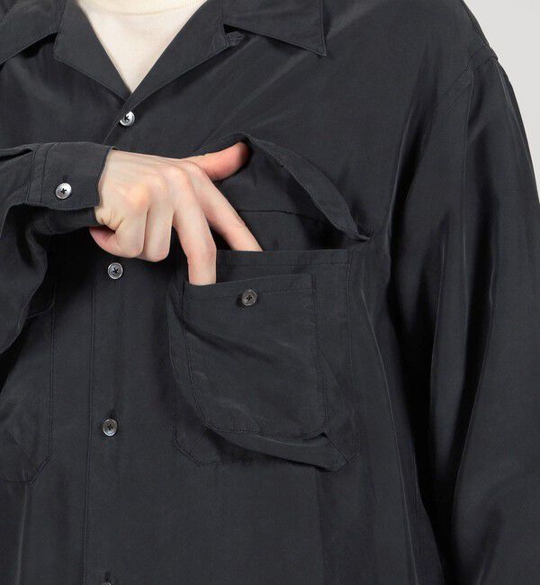 TOMORROWLAND MENS「シルク オープンカラー ダブルポケット ロングスリーブシャツ」|シャツ・ブラウス|