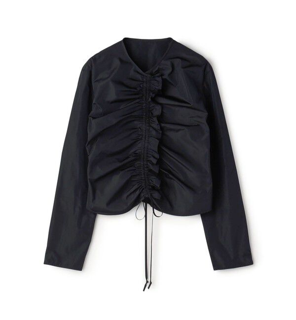 BACCA「ポリエステルタフタ ギャザードブラウス」|シャツ・ブラウス|69 ネイビー