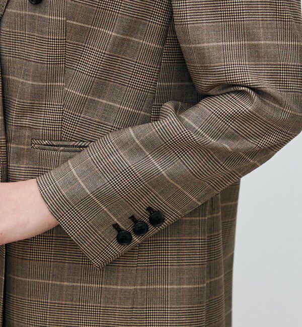 TOMORROWLAND collection「バーガンディーグレンチェック ダブルブレストジャケット」|テーラードジャケット|