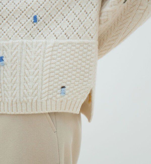 MACPHEE「ケーブルエンブロイダリー ボートネックプルオーバー」|ニット・セーター|