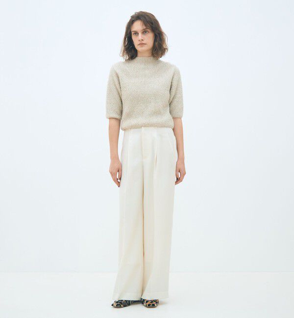 MACPHEE「ウールナチュラルストレッチ タックストレートパンツ」|スラックス|