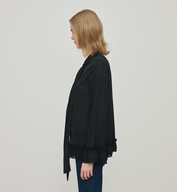 DES PRES「ドットストライプジャカード フリルブラウス」|シャツ・ブラウス|