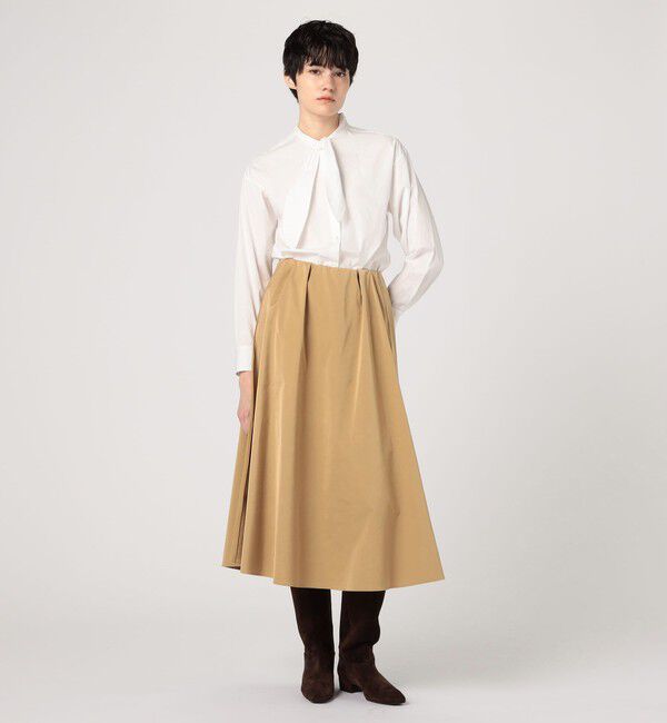 MACPHEE「ダブルサテン タックギャザーフレアスカート」|フレア|