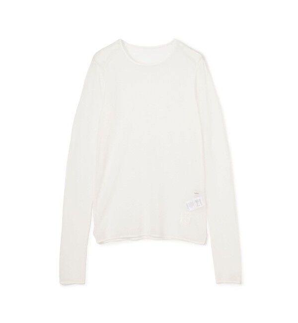 CABaN「コットンナイロンストレッチ シアークルーネックプルオーバー」|ニット・セーター|11 ホワイト