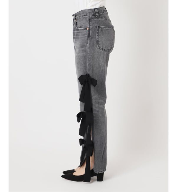  「スリットリボンデニムパンツ」|デニム|