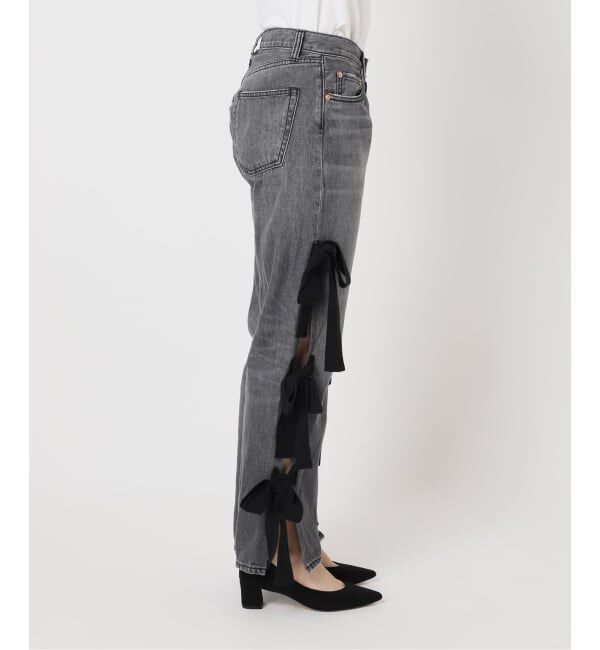  「スリットリボンデニムパンツ」|デニム|
