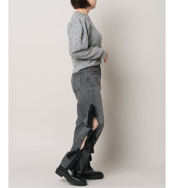  「スリットリボンデニムパンツ」|デニム|