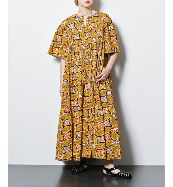  「AFRICAN WAX PRINT DRESS：ワンピース」|ワンピース|イエロー