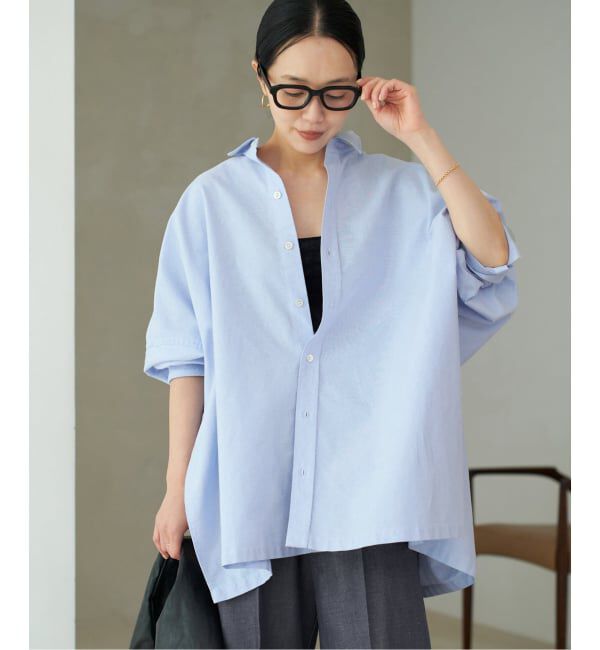 Plage「《追加予約》Light OX Poncho シャツ」|シャツ・ブラウス|サックスブルー