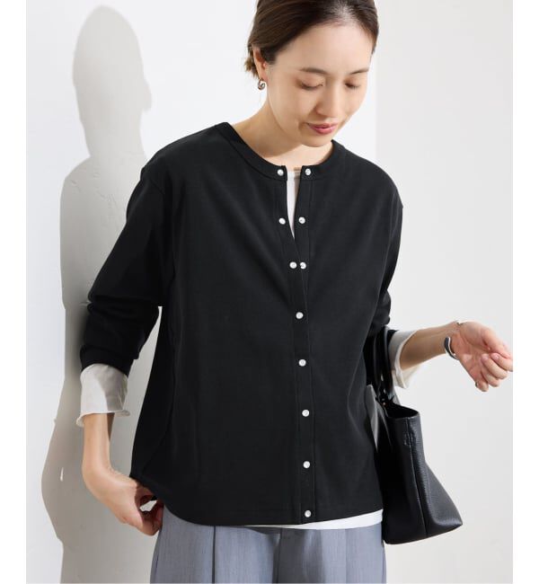 SLOBE IENA「《WEB限定/追加》フライスパールボタンカーディガン」|カーディガン|ブラック