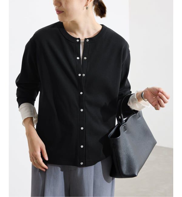 SLOBE IENA「《WEB限定/追加》フライスパールボタンカーディガン」|カーディガン|