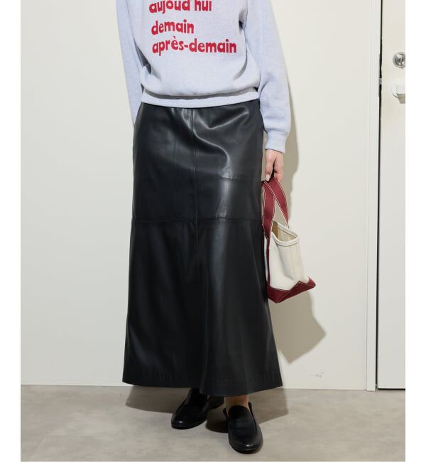SLOBE IENA「《追加》フェイクレザーフレアスカート」|スカート|