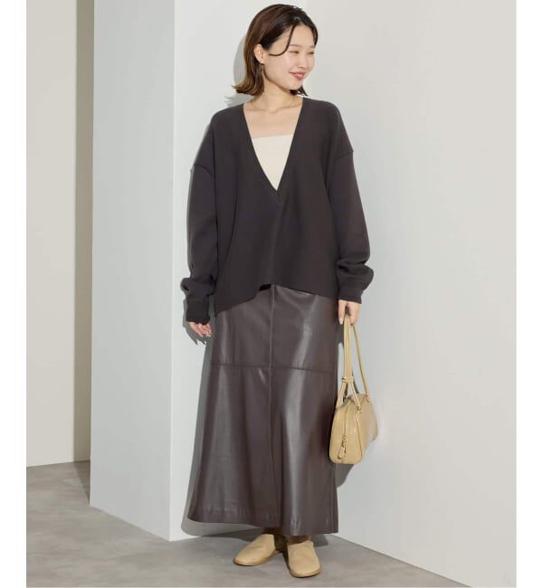 SLOBE IENA「《追加》フェイクレザーフレアスカート」|スカート|