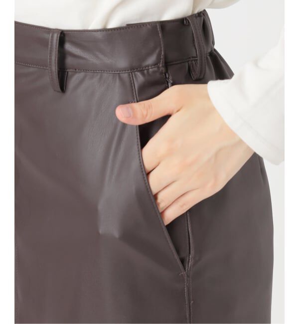 SLOBE IENA「《追加》フェイクレザーフレアスカート」|スカート|