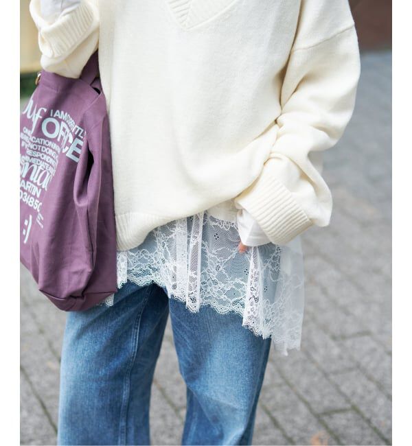 SLOBE IENA「《追加4》レースコンビカットソー」|Tシャツ・カットソー|