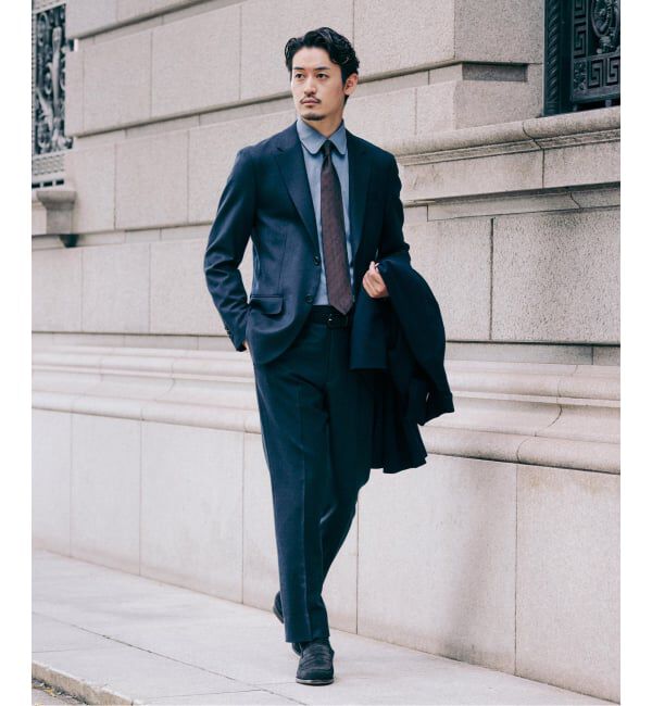 EDIFICE「SUPER 120&rsquo;s ウールサキソニー テーパードパンツ【セットアップ着用可能】」|スラックス|