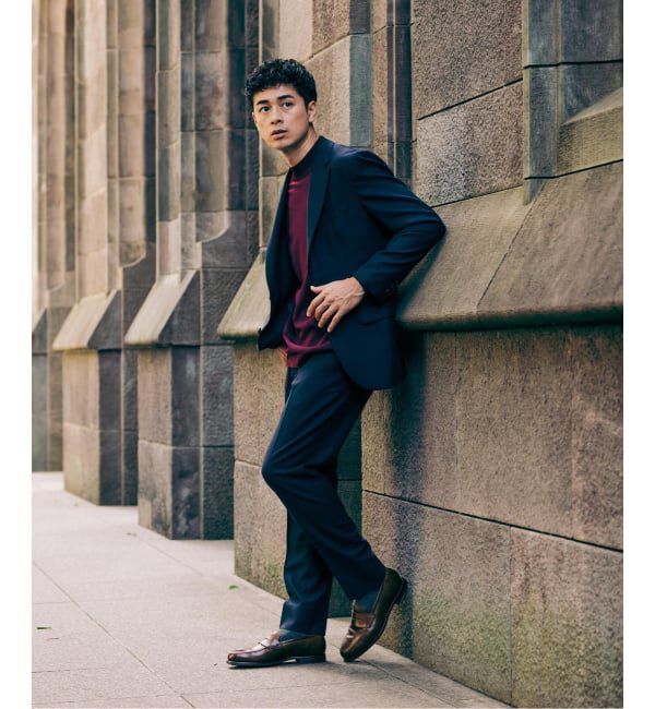 EDIFICE「SUPER 120&rsquo;s ウールサキソニー テーパードパンツ【セットアップ着用可能】」|スラックス|