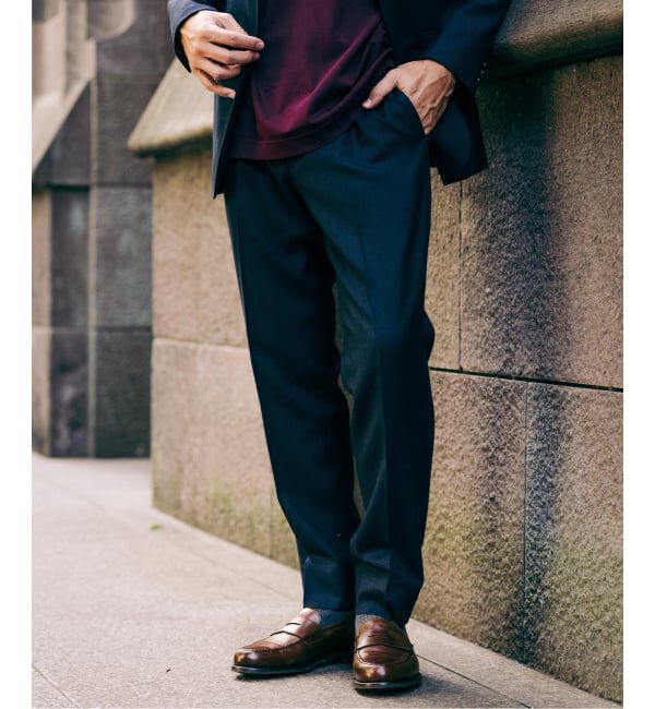 EDIFICE「SUPER 120&rsquo;s ウールサキソニー テーパードパンツ【セットアップ着用可能】」|スラックス|