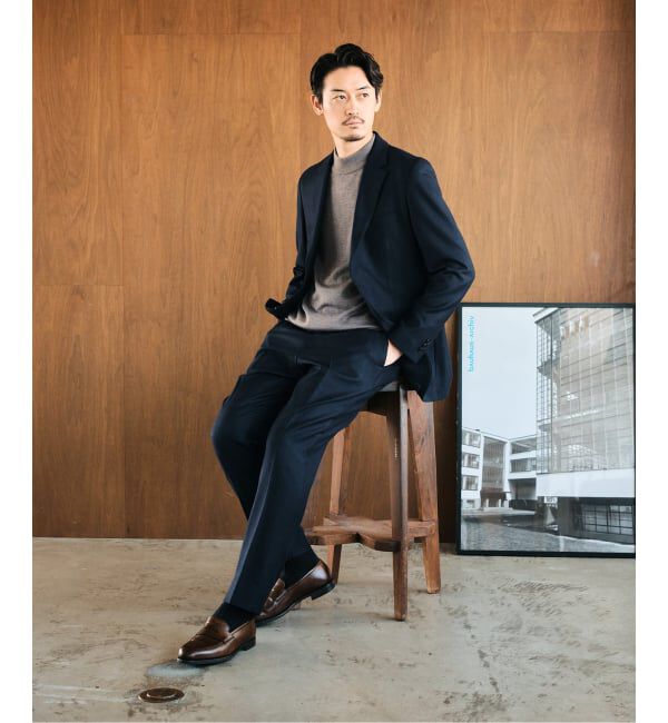 EDIFICE「SUPER 120&rsquo;s ウールサキソニー テーパードパンツ【セットアップ着用可能】」|スラックス|